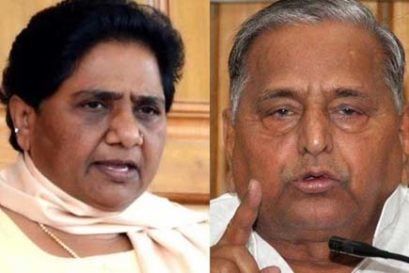 Mayawati (R) and Mulayam Singh Yadav