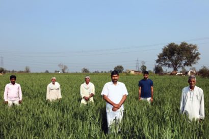 (L-R) Radhey Shyam Yadav, Shiv Narayan Yadav, Govin Ram, Sarpanch Darshan Kumar, Sunil Yadav, Babu Lal Yadav in Balewa village, Haryana