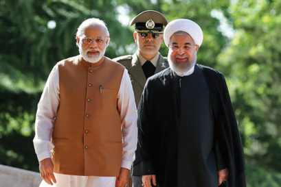 Narendra Modi with Iranian President Hassan Rouhani in Tehran