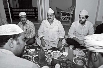 Atiq Ahmed (centre) during iftaar at his residence in Chakia, Allahabad