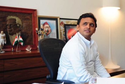 Akhilesh Yadav in his office