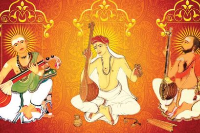 The legendary Carnatic  musicians Muthuswami  Dikshitar, Tyagaraja  and Syama Sastri