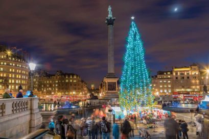 Christmas celebrations at Trafalgar Square, London