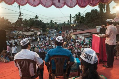 AAP’s chief ministerial candidate from Goa, Elvis Gomes, at a rally