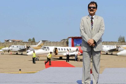 Subrata Roy at Aamby Valley’s aerodrome