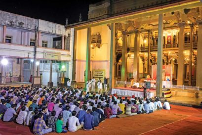 Devotees gather for Shivaratri Jagran at the Moorasavir Math in Hubli