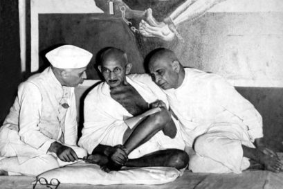 Sardar Patel (Right) with Gandhi and Nehru
