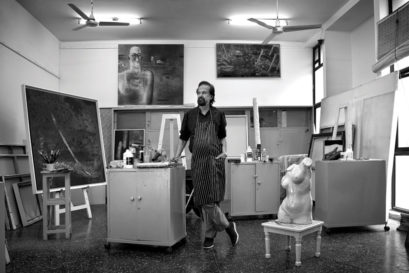 Rameshwar Broota in his studio, New Delhi